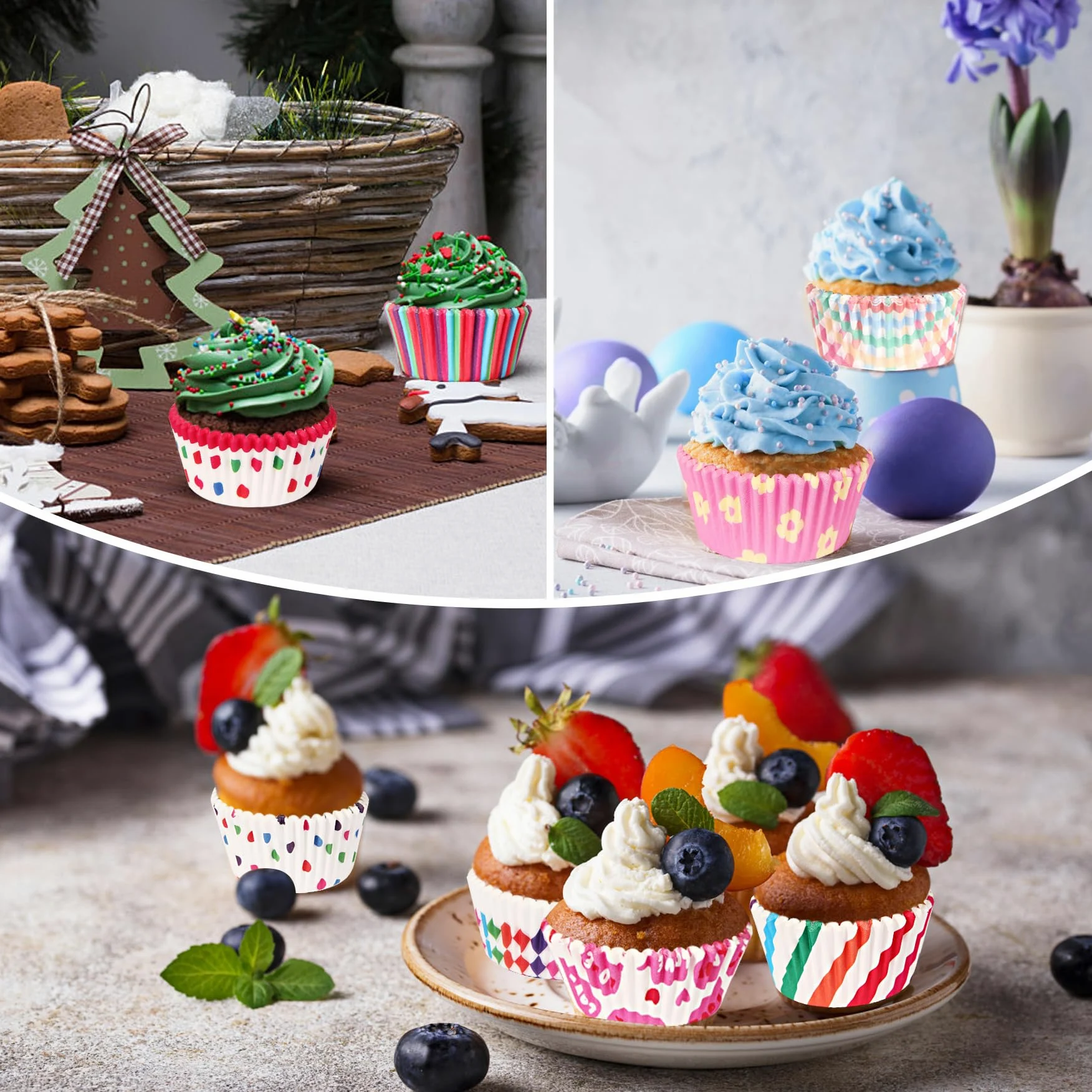 WECUTE, foremki do muffinów, papierowa wyściółka, papier do pakowania deserów