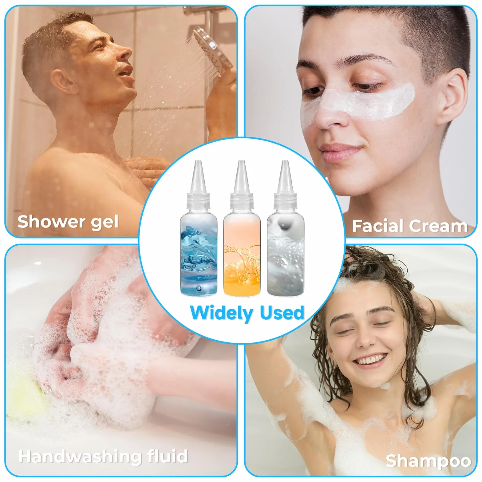 8 sztuk butelek wyciskanych z tworzywa sztucznego, uniwersalne butelki z tworzywa sztucznego, 60 ml, plastikowa butelka do wyciskania, bez wycieków, z nakrętkami do ketchupu, sosu sojowego, przypraw,