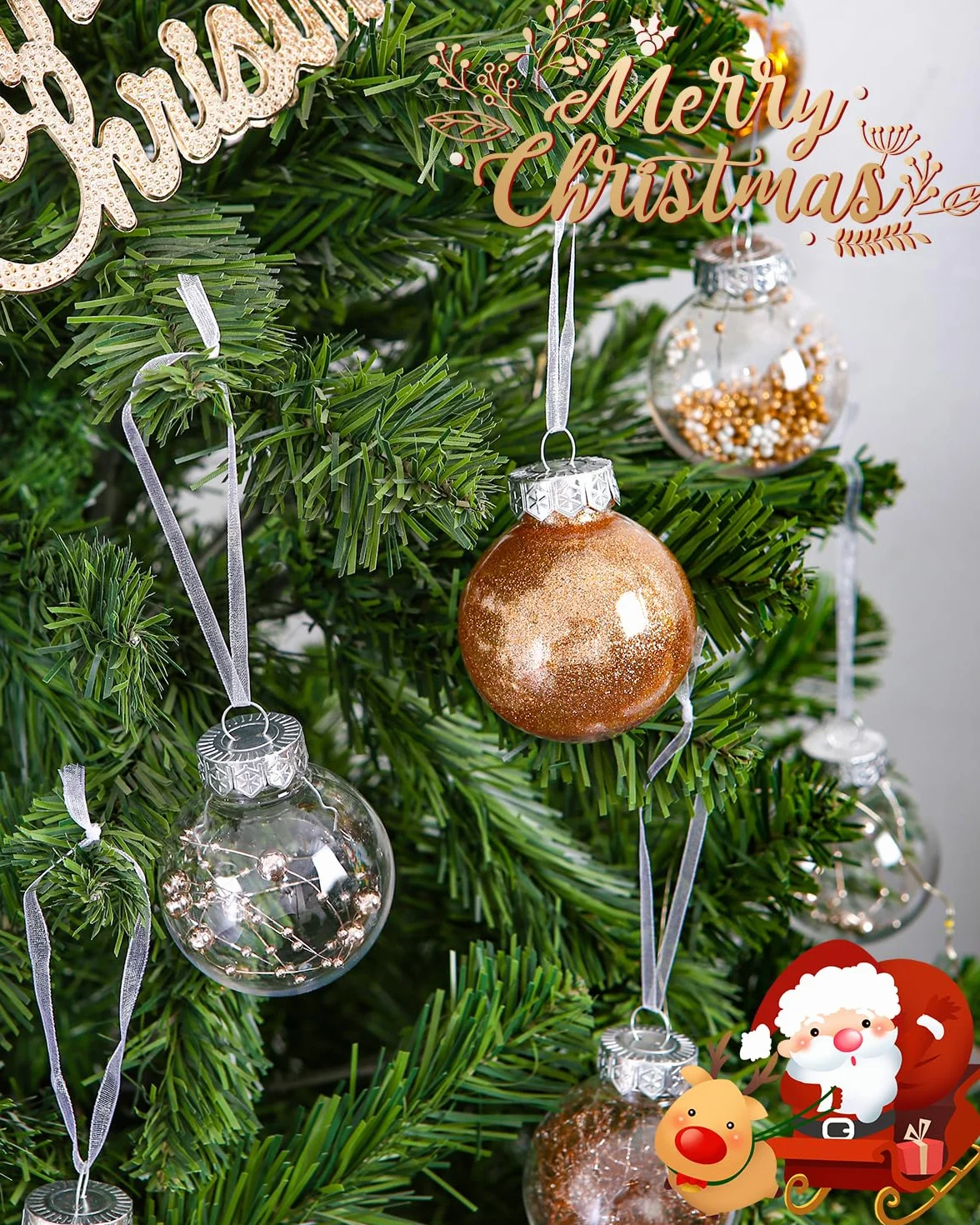 30 sztuk bombek choinkowych z tworzywa sztucznego, 6 cm, ornamenty na choinkę w kolorze różowego złota, ozdoby choinkowe z zawieszką, odporne na pękanie, wielokrotnego użytku