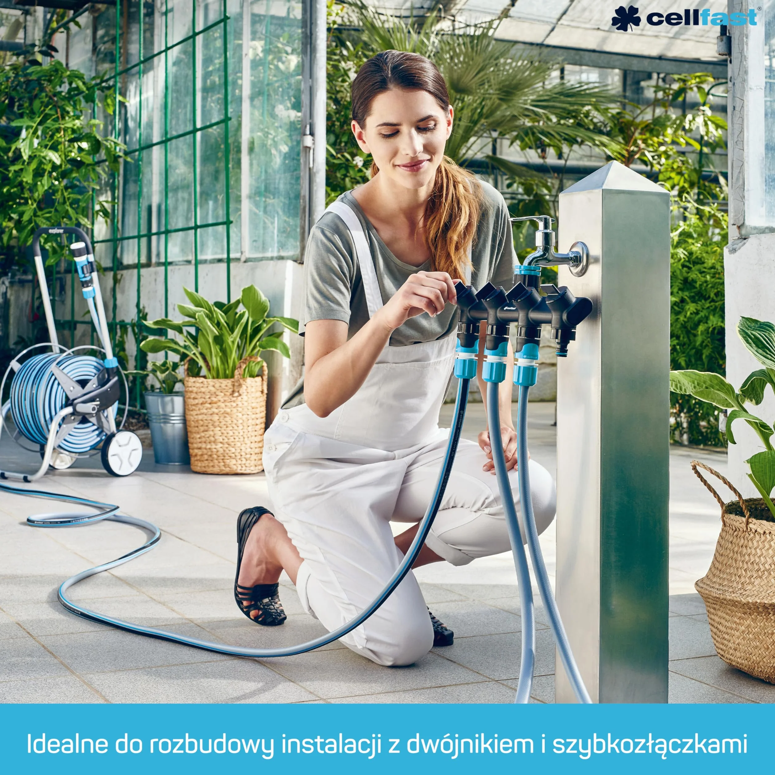 Cellfast Szybkozłącze - przelot SAFETOUCH IDEAL™ 1/2" - 5/8", Tworzywo PC/ABS, Trzy zaciski, 51-632
