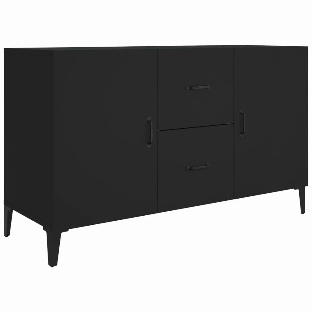 Czarny kredens 100x36x60 cm drewno inżynieryjne, szafka boczna z 2 drzwiami i 2 szufladami, szafka do przechowywania do salonu, stylowy design i łatwe do czyszczenia