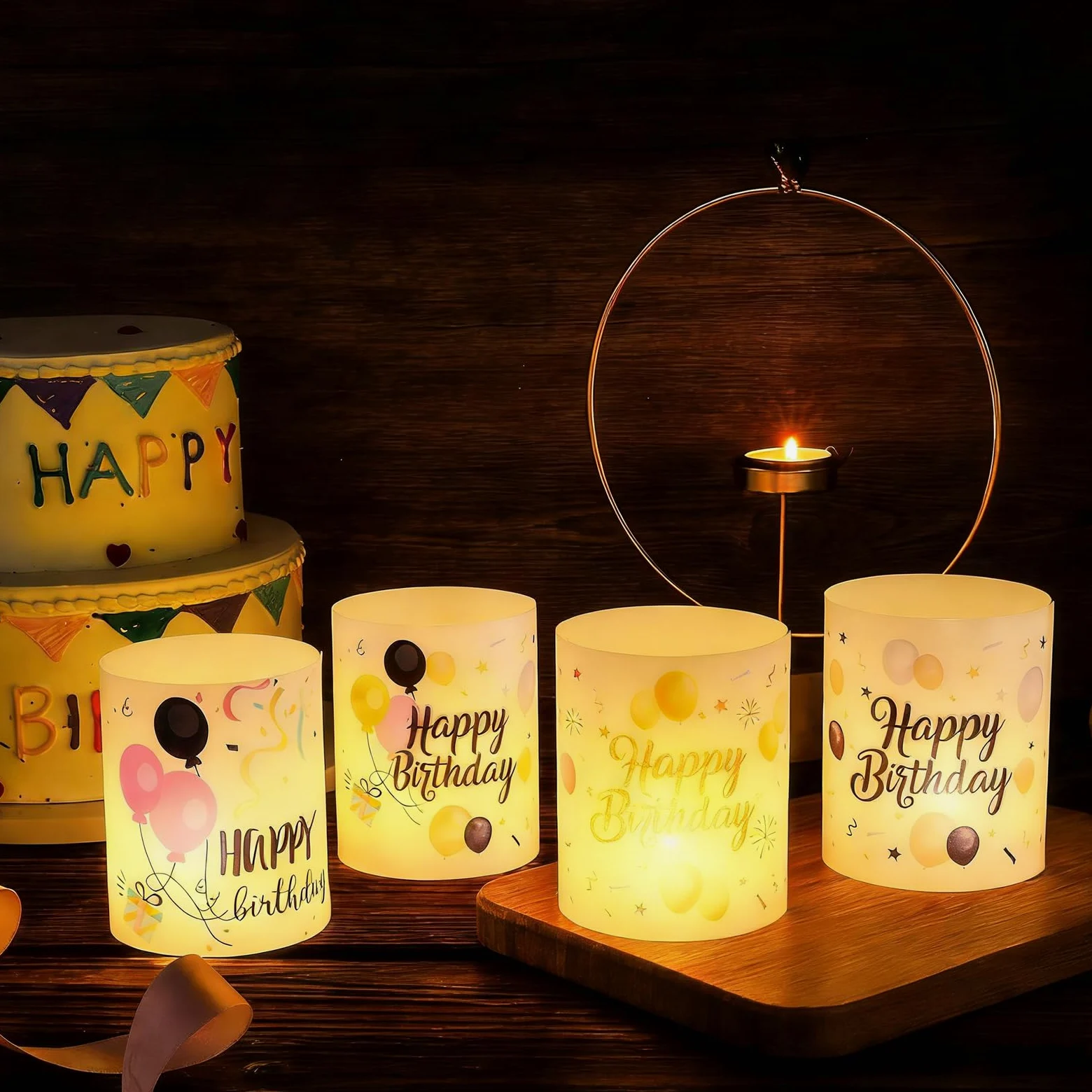 12 lampionów, dekoracja stołu, urodziny, świeczniki urodzinowe, dekoracja stołu, dekoracja stołu Happy Birthday, nadają się do podgrzewaczy lub świec (kolorowe)