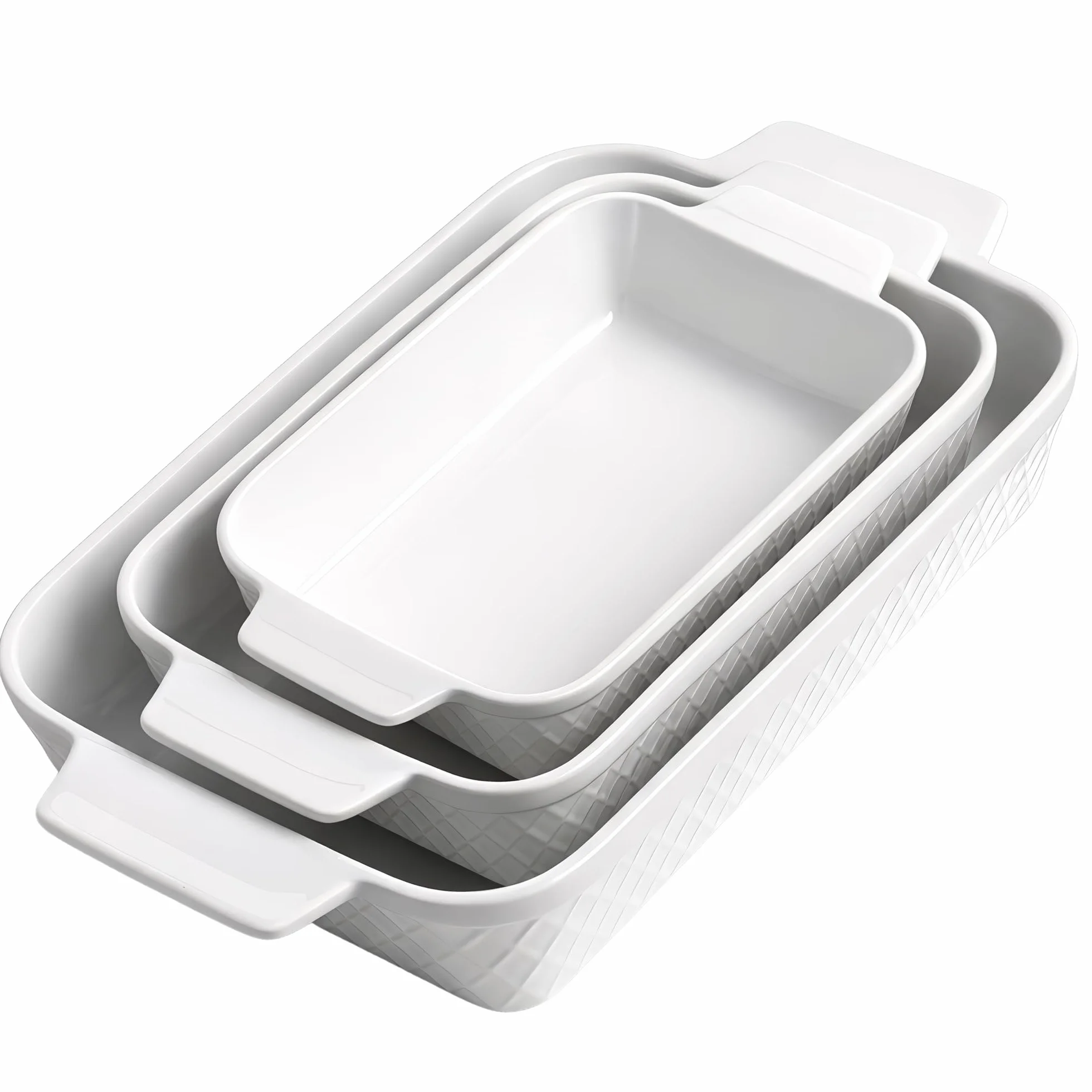MIAMIO - Zestaw naczyń do zapiekania 3 sztuki/Ceramiczna prostokątna forma do pieczenia, 3-częściowy zestaw naczyń do pieczenia, 850 ml, 1650 ml, 2900 ml - Bezpieczne do zmywarki i piekarnika - Kole