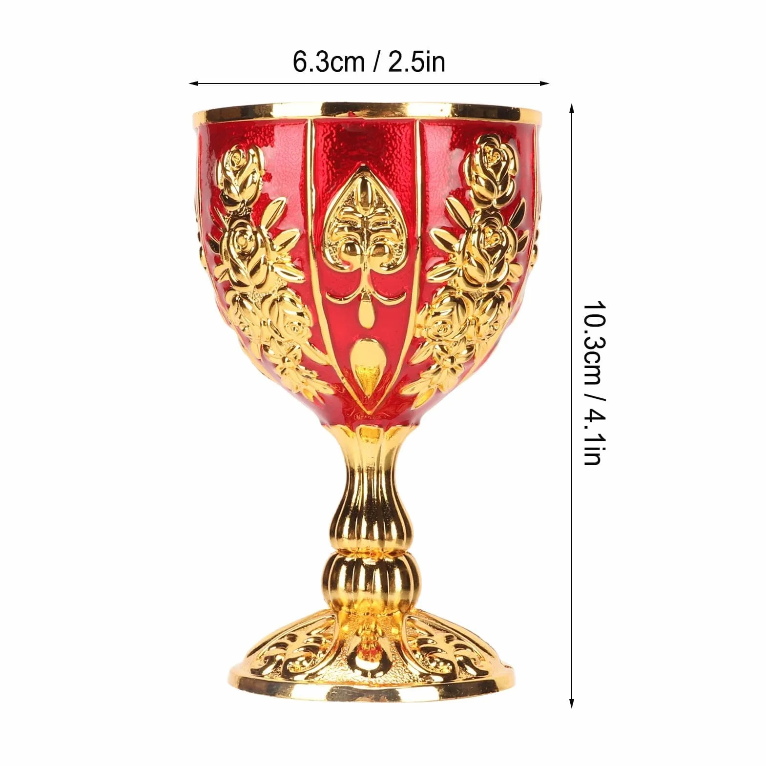 Pimp Cup Retro wytłoczony wzór kwiatowy 10 cm kielich - wysoki stop cynku - elegancki złoty kielich na imprezę, bankiet i bar