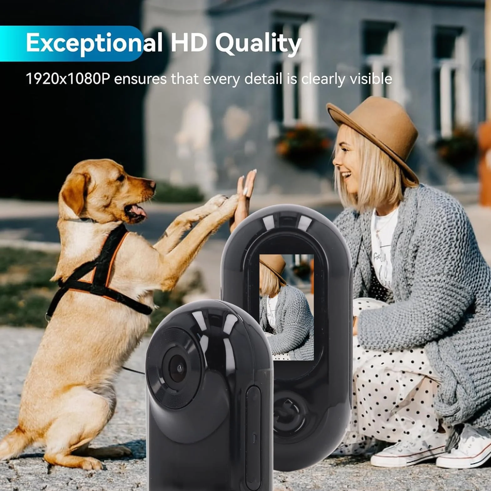 Obroża z Aparatem dla Kota 120° Szerokokątna z Ekranem LCD 0,96 Cala Wielofunkcyjna Kamera na Nadgarstek (BLACK)