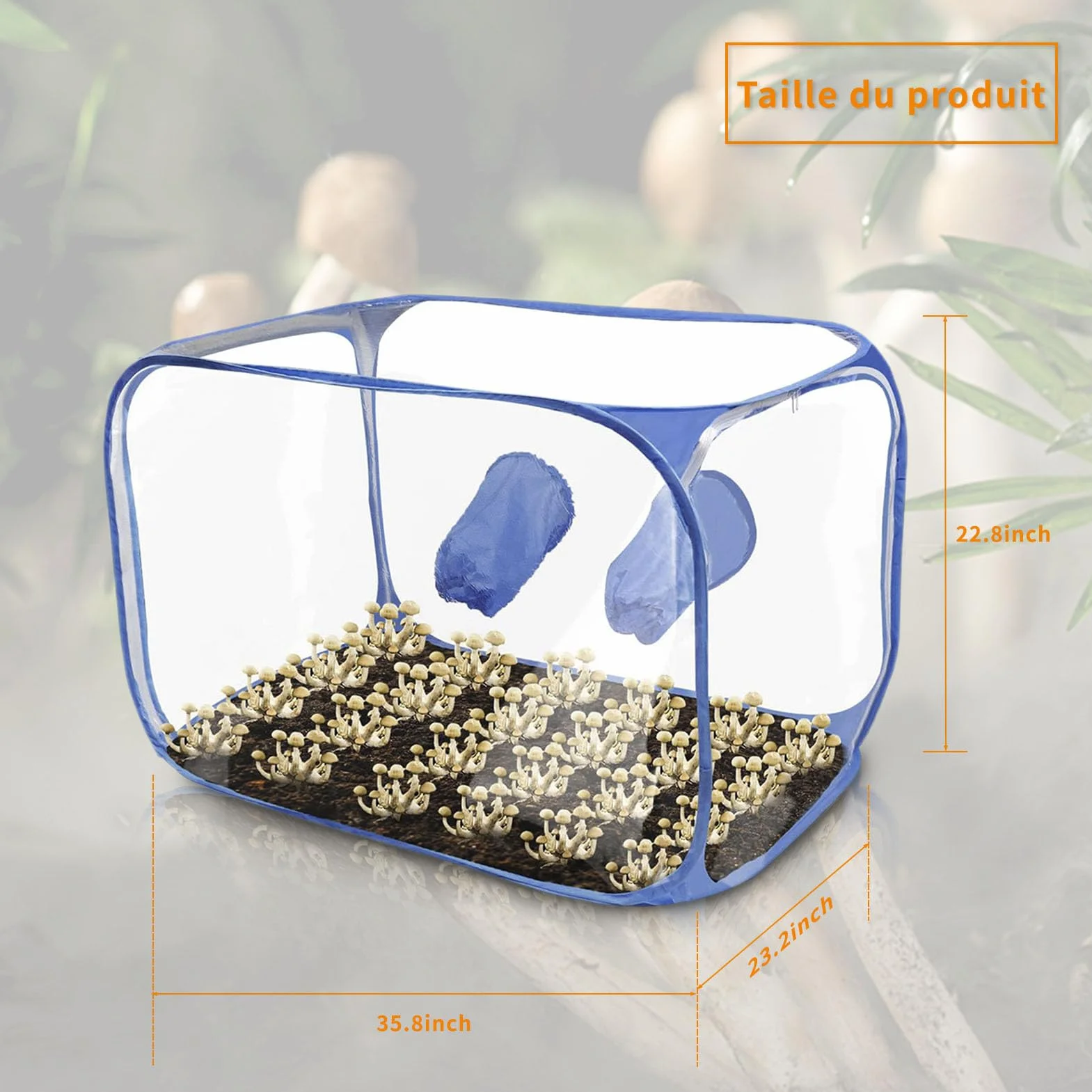 Still Air Box, Przenośny Składany Zestaw do Wzrostu Grzybów, PVC 2 Porty 35,5x23,5x23,5 o średnicy Mikologii Stacje Rozmnażania Okapu dla Miłośników Grzybów
