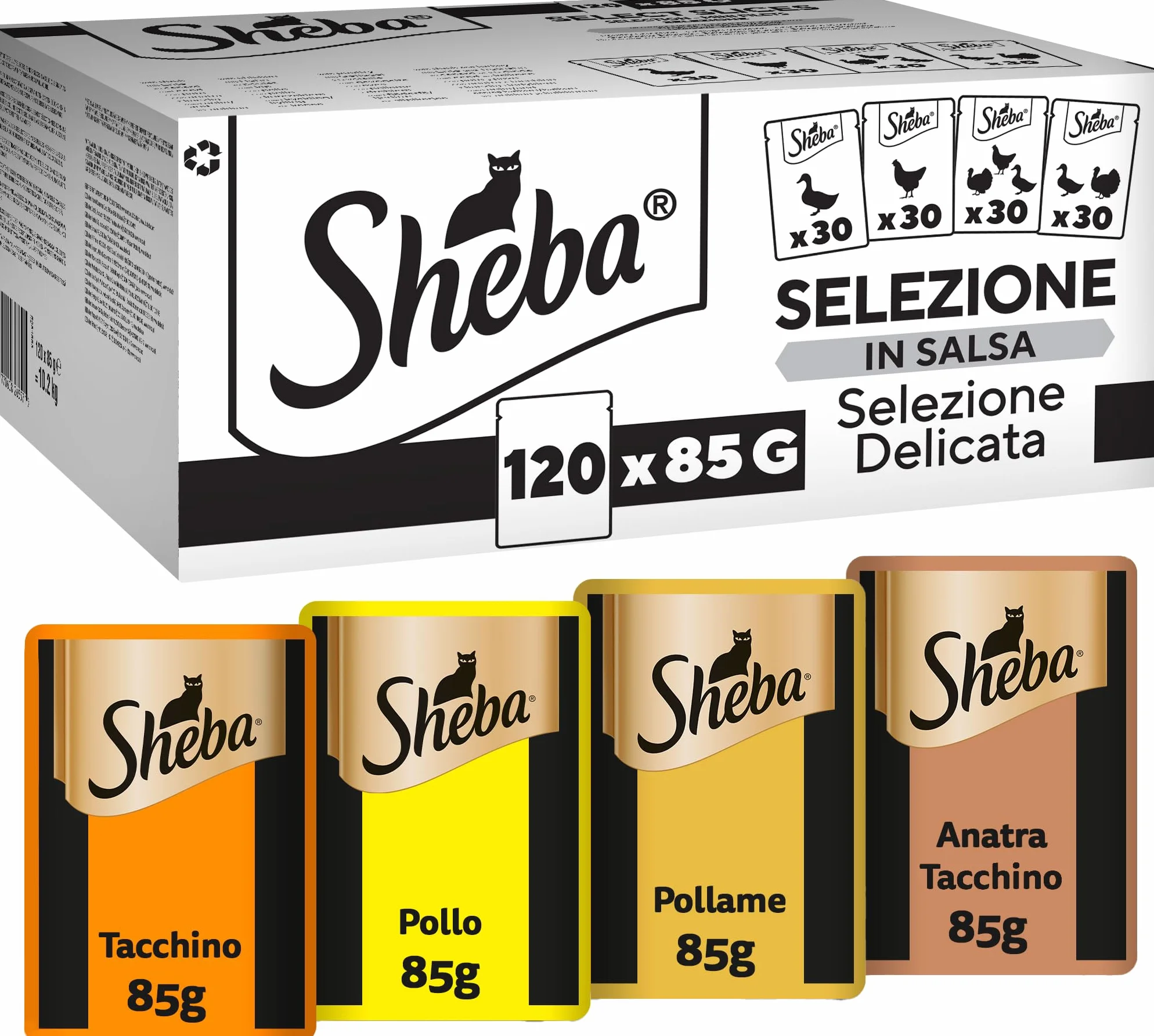 Sheba Selection mokra karma dla kotów w sosie, opakowanie zbiorcze 120 x 85 g