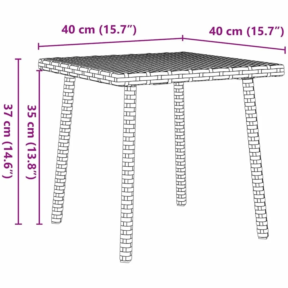 vidaXL Stolik kawowy ogrodowy prostokątny beżowy 40x40x37cm polirattan, stolik kawowy na zewnątrz, stolik kawowy na patio, beżowy stolik kawowy do ogrodu