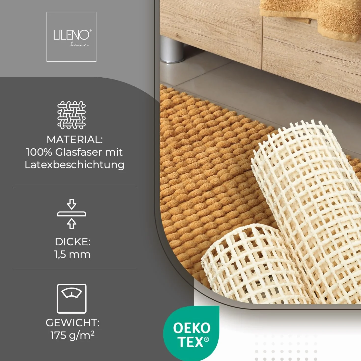 LILENO HOME Podkładka antypoślizgowa z włókna szklanego [80 x 150 cm] – idealna mata antypoślizgowa do wszystkich rodzajów podłóg, wysokiej jakości mata do bezpiecznego domu