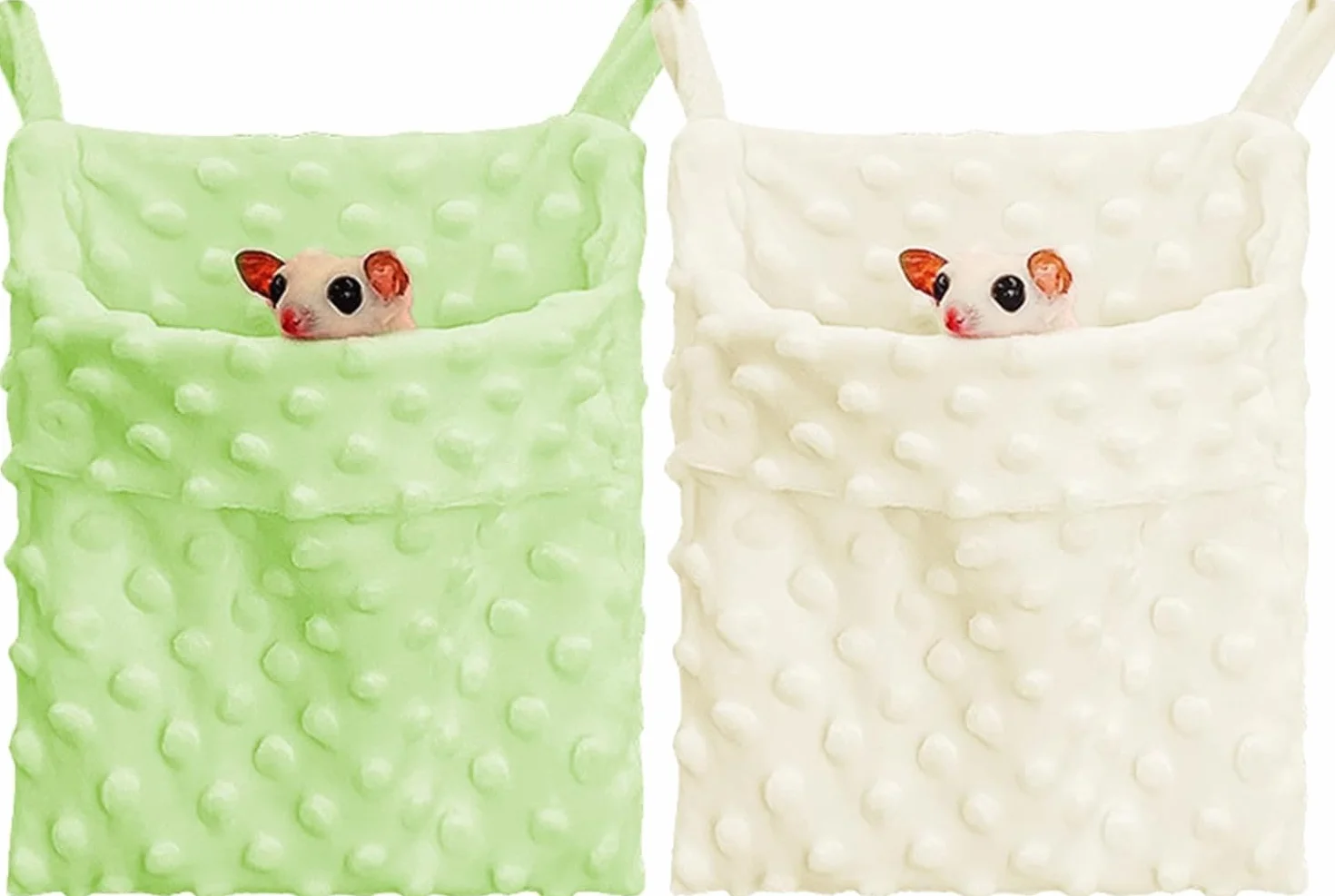 Meow&Woof Sugar Glider Bonding Pouch Carrier Bag Sling Sleep Bag with Adjustable Strap for Small Pets, Green&Beige