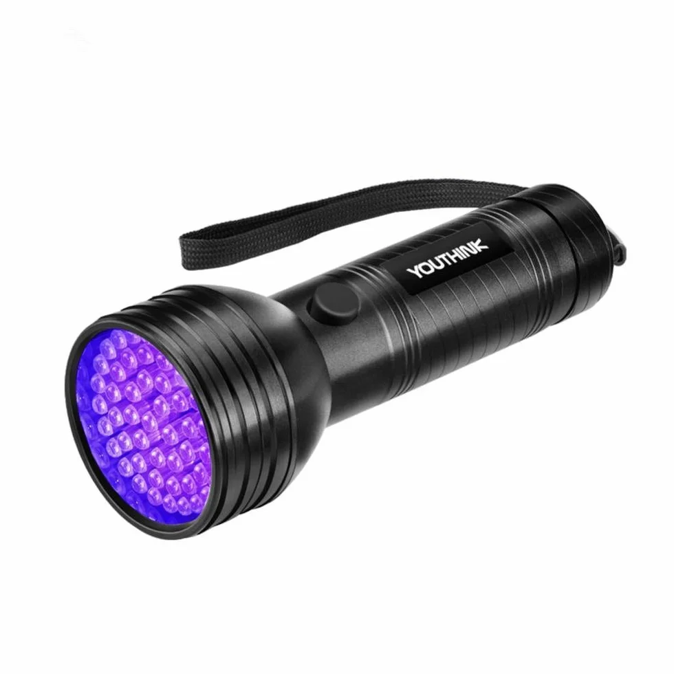 Latarka UV, latarka UV 395 nm do wykrywania moczu zwierząt domowych na dywanie, przenośna błyskowa do plam kuchennych, fluorescencji odzieży, polowanie na skorpiona, fałszywe banknoty (51 LED)