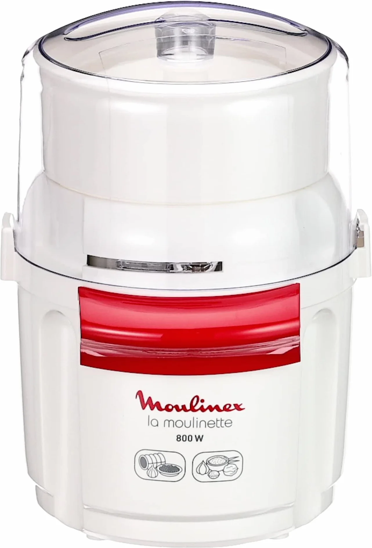 Moulinex Rozdrabniacz La Moulinette, 800 W, siekacz do mięsa, warzyw, orzechów, sera, pojemność 200 gr, siekacz, krojenie lub mieszanie, system 1-2-3, podwójne ostrze ze stali nierdzewnej, biały,