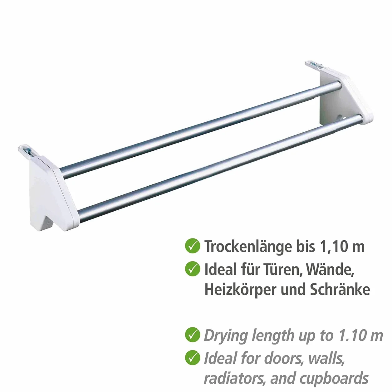WENKO Suszarka do ubrań Twin, aluminium, 60 x 13 x 11,5 cm, aluminium