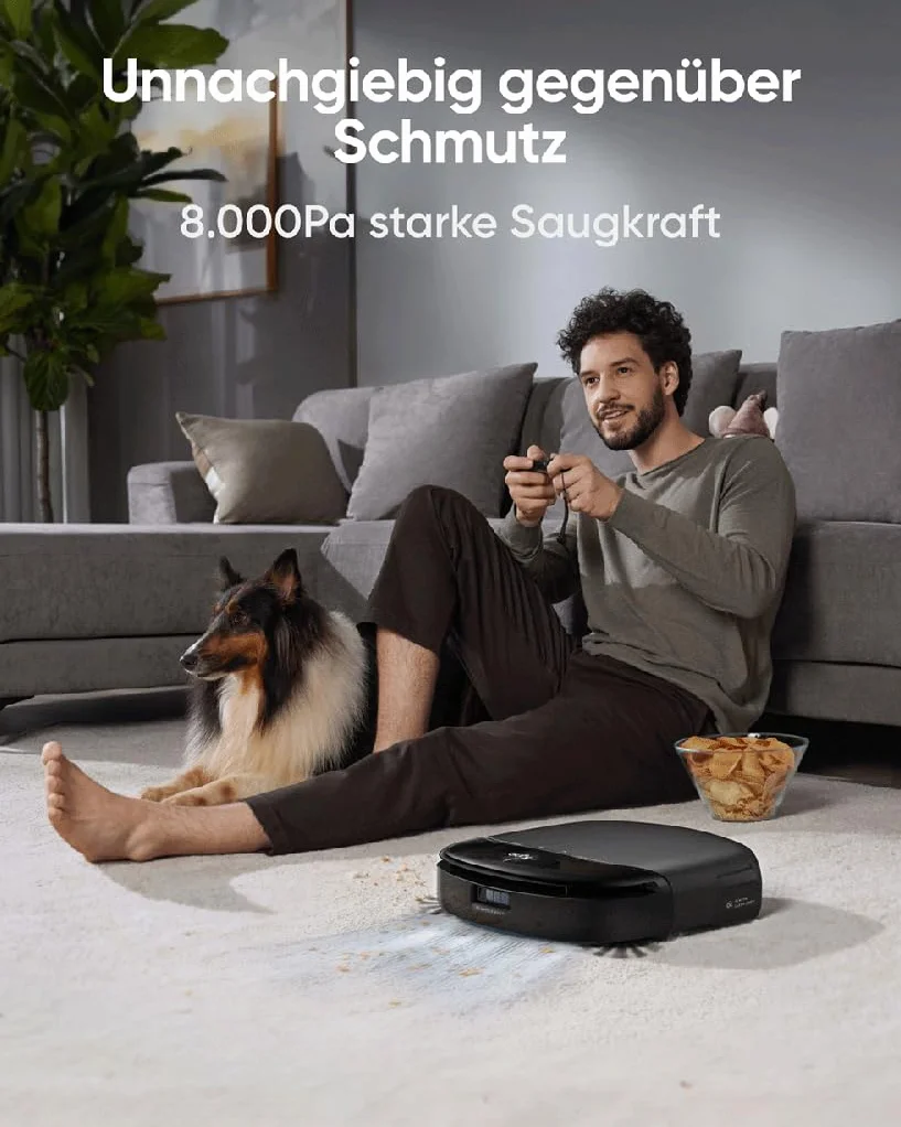 eufy Robot ssąco-mopujący S1 Pro HydroJet – 2 w 1, Eco-Clean Ozone, duża siła ssania, inteligentne wykrywanie przeszkód, automatyczne czyszczenie i suszenie rolki mopa, samoczynne opróżnianie