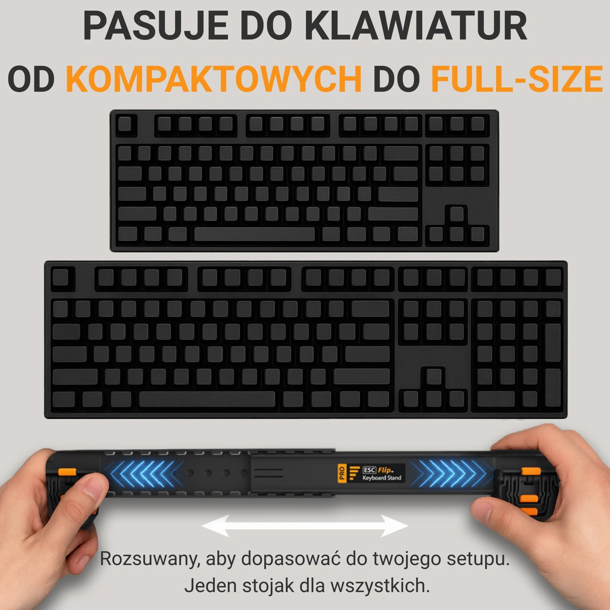 GPG2 ESC Flip PRO stojak na klawiaturę komputerową, regulowany, przechylany podnośnik do klawiatury do ergonomicznego pisania, minimalistyczny stojak do klawiatury z antypoślizgowymi nóżkami, wysuwany