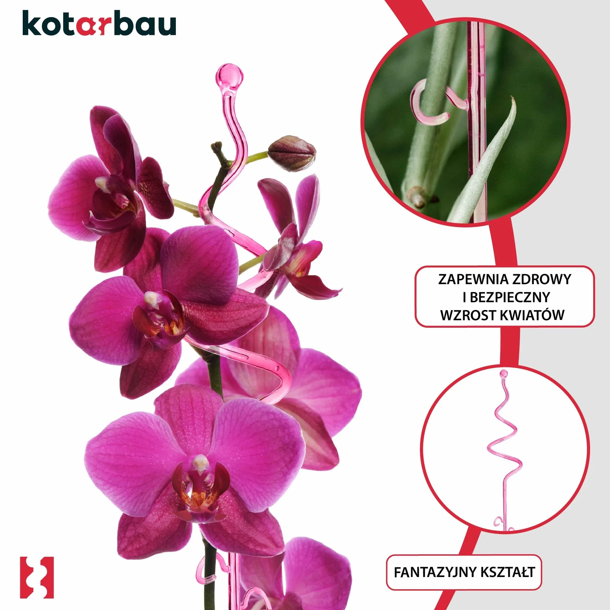 KOTARBAU® Zestaw 4 podpórek do roślin, różowy, PCW, 58 cm, podpórka do roślin pokojowych, do ogrodu, orchidei, podpórka do roślin, dekoracyjny uchwyt na rośliny, rośliny pokojowe