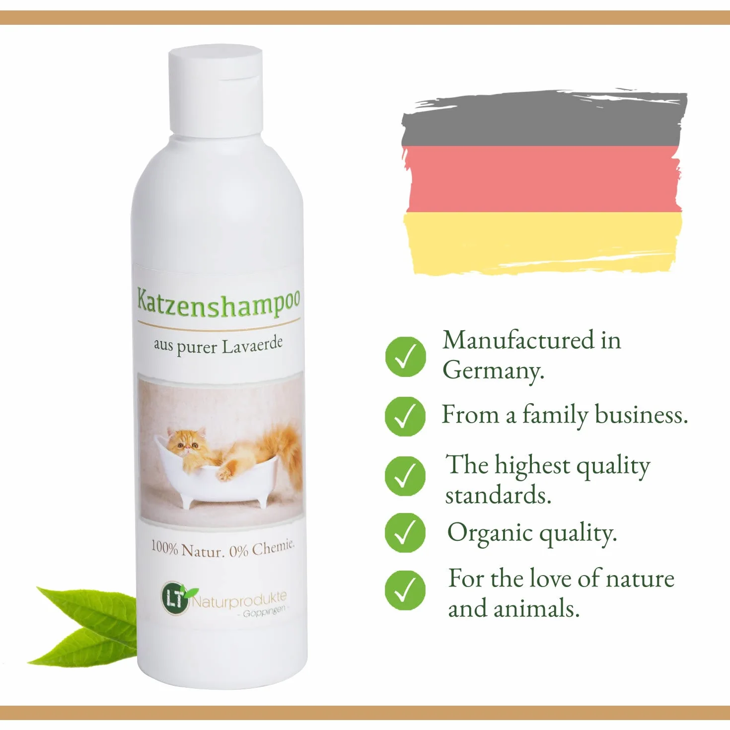 Organiczny szampon dla kotów hipoalergiczny 250 ml z marokańską glinką lawy wulkanicznej