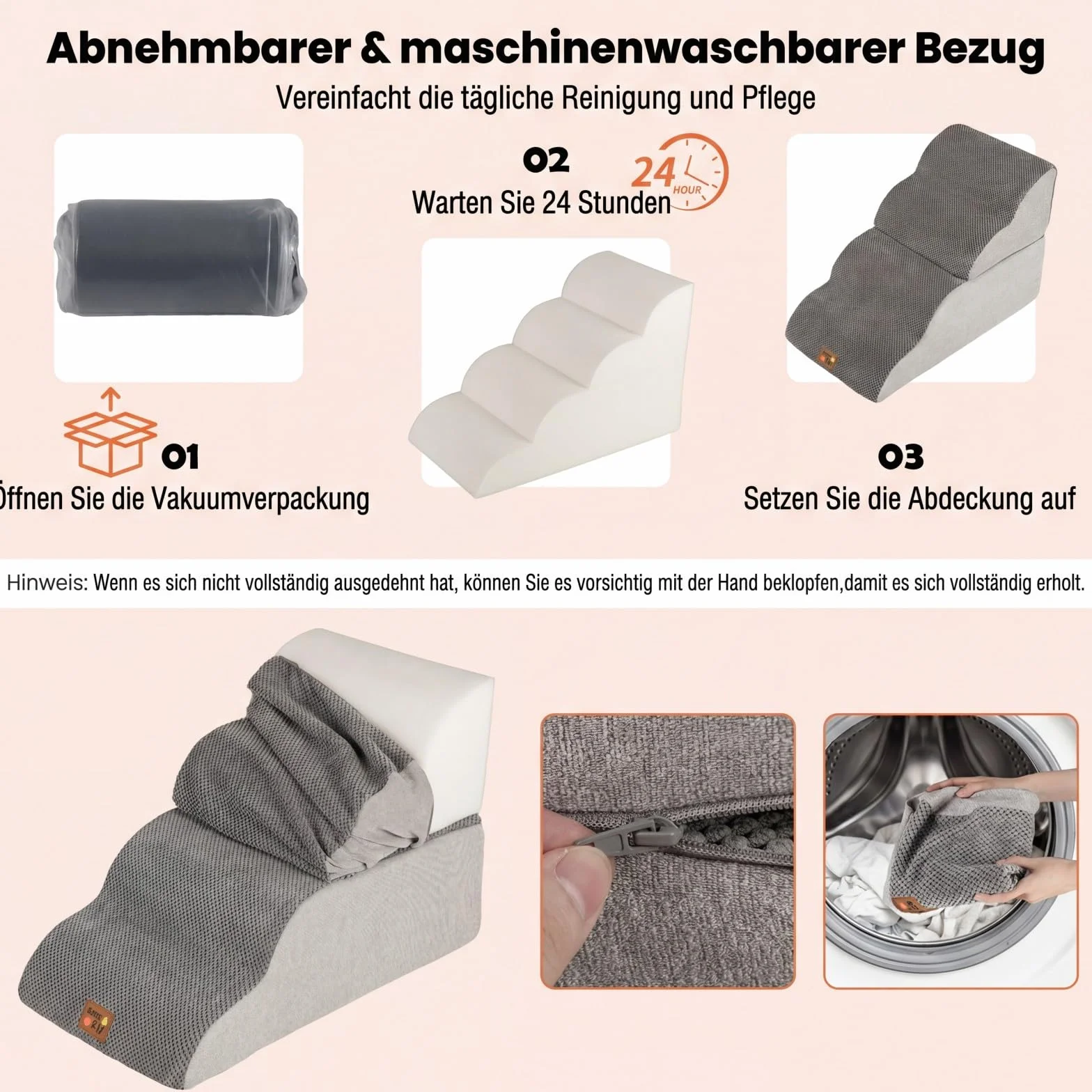 COSTWAY Schody dla psów 4/5 stopni, schody dla zwierząt domowych dla małych psów i kotów, 50 cm wysokości, schody z gęstej gąbki, rampa dla psów ze zdejmowanym pokrowcem, antypoślizgowe dno, do łóżka