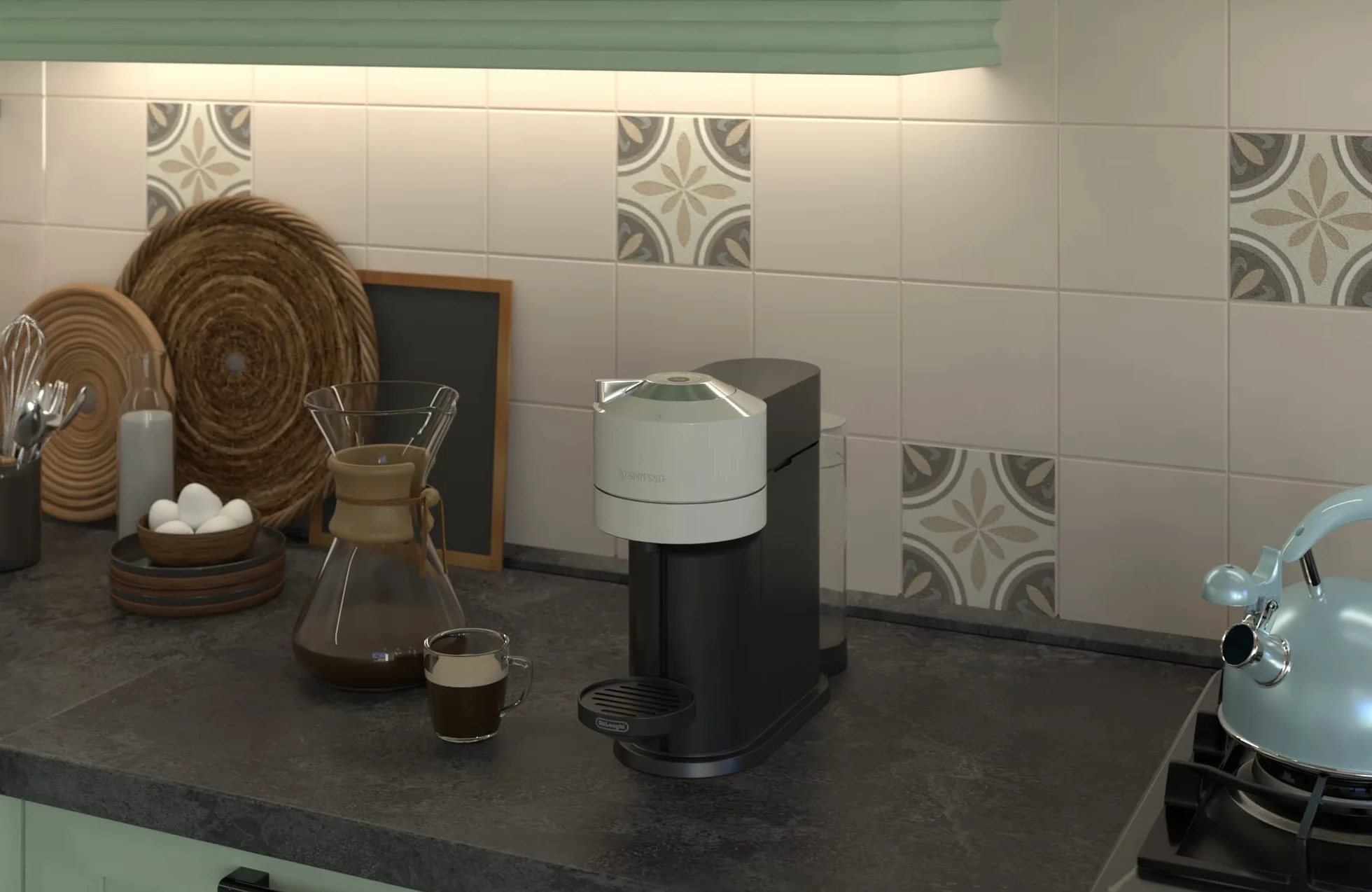 Nespresso De'Longhi Nespresso ENV120.WAE Vertuo Next Ekspres do Kawy Kapsułkowy, 1500 W, 535ml, Biały/Czarny