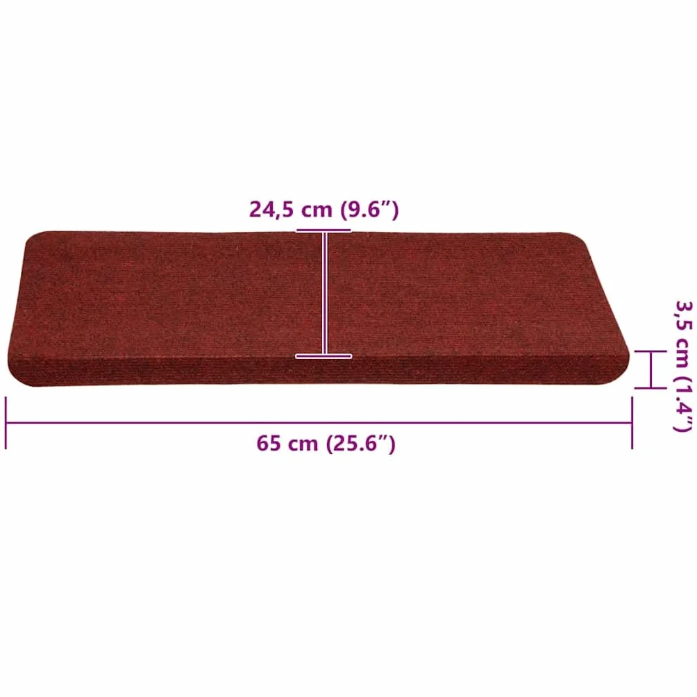 Générique Samoprzylepne maty na schody 30 szt. Czerwone 65x24,5x3,5 cm, Antypoślizgowy dźwiękochłonny filc igłowany, Można prać w pralce, chroni stopnie przed poślizgiem i zużyciem