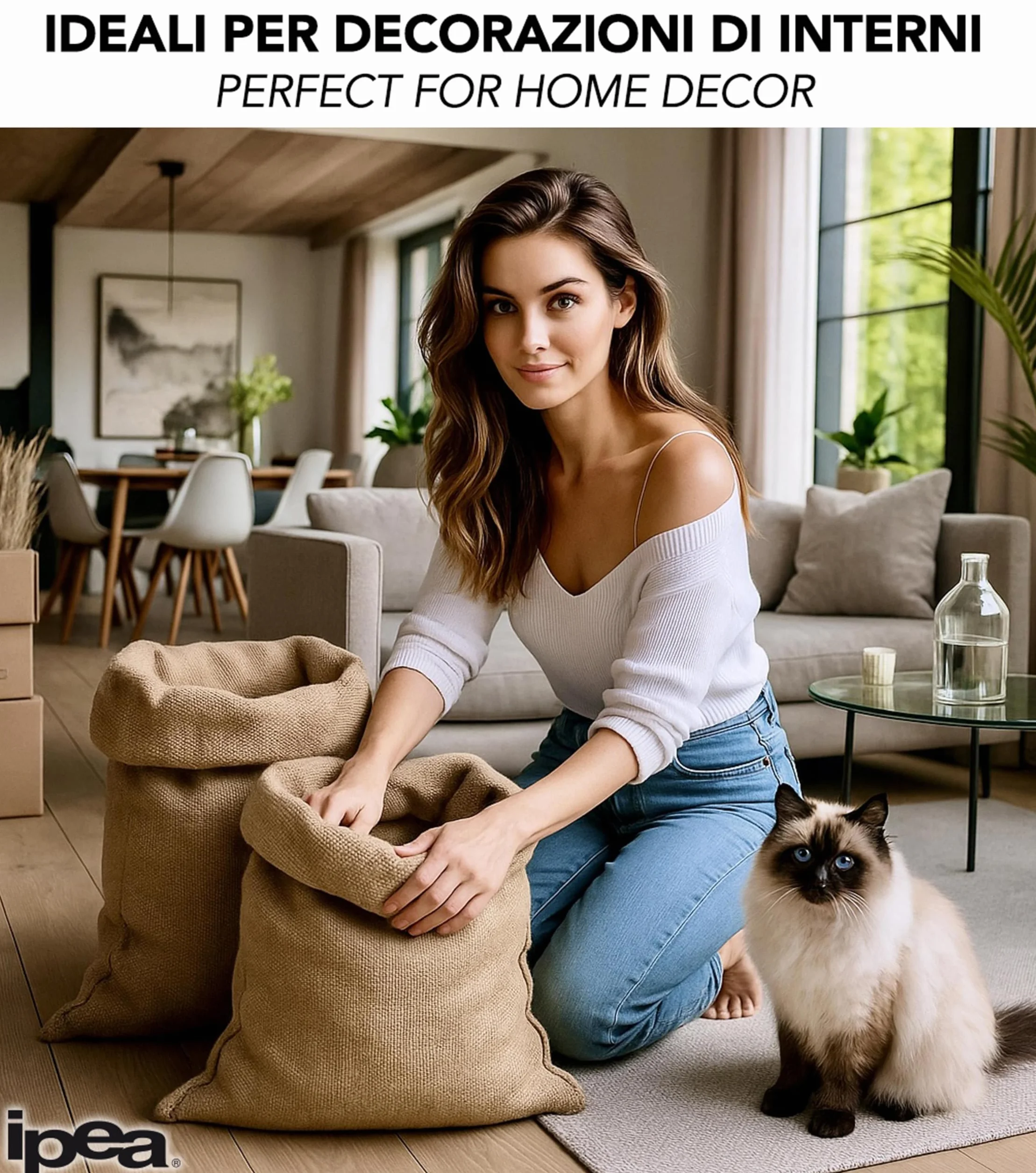 IPEA BSJUTASACX1 worek z juty duży rozmiar – 80 x 50 cm – Made in Italy – 1 jednostka – worki z juty naturalnej tkaniny dla majsterkowiczów, wystroju, ogrodnictwa, pudełka przedmiotów, imprezy