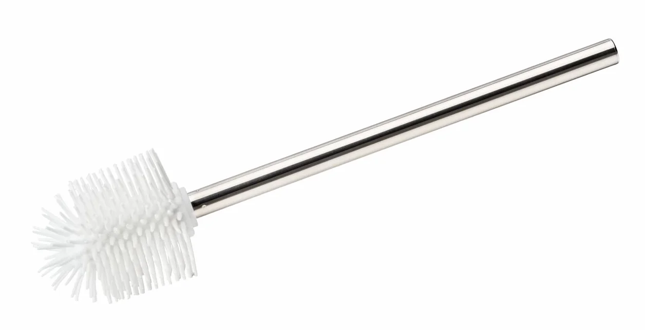 WENKO Silikonowa szczotka zamienna do WC – zamienna szczotka do toalety z efektem nieprzywierającym, stal nierdzewna, 7,5 x 35 x 7,5 cm; Błyszczący/Biały; bez oczyszczacza krawędzi