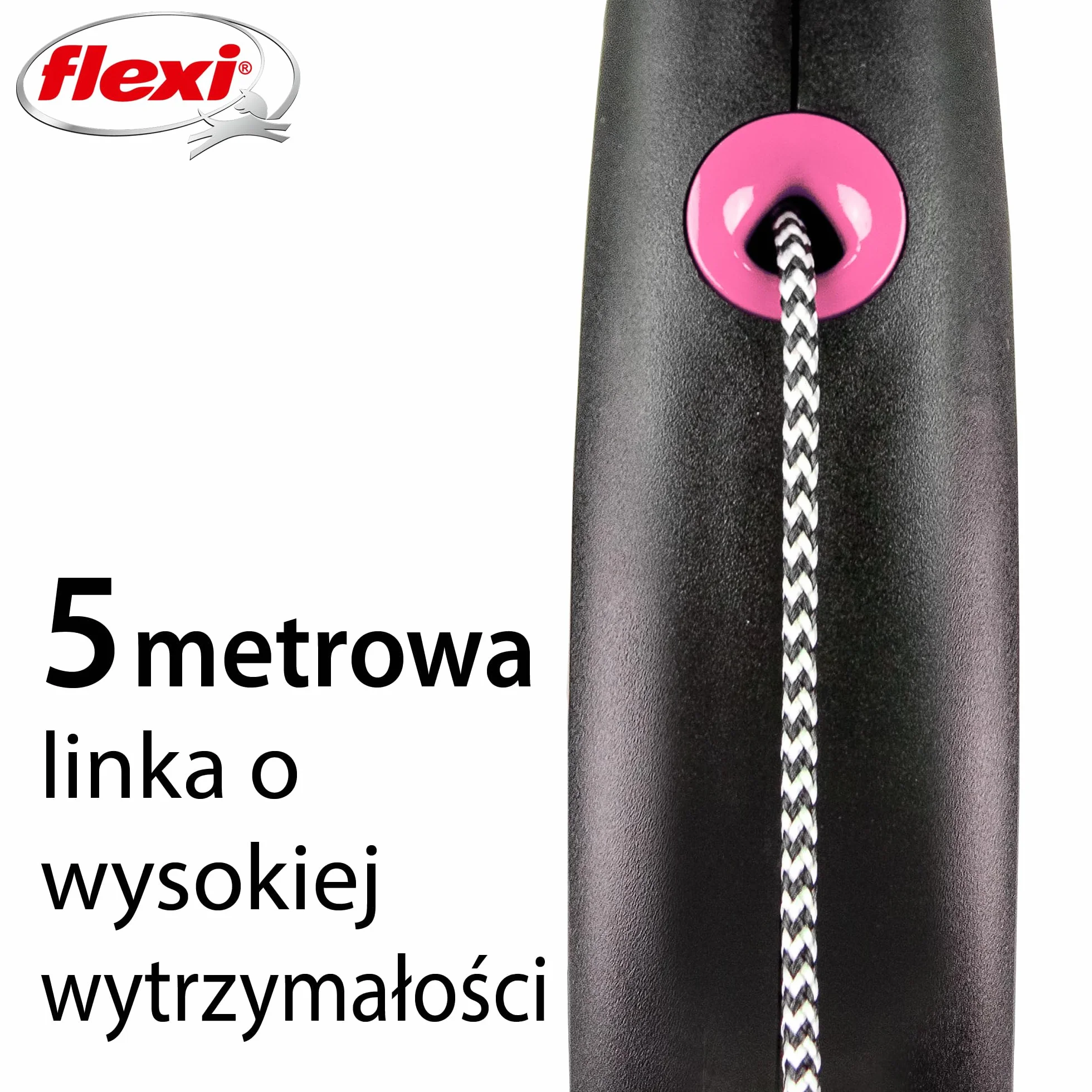 Flexi smycz automatyczna M 5m różowa