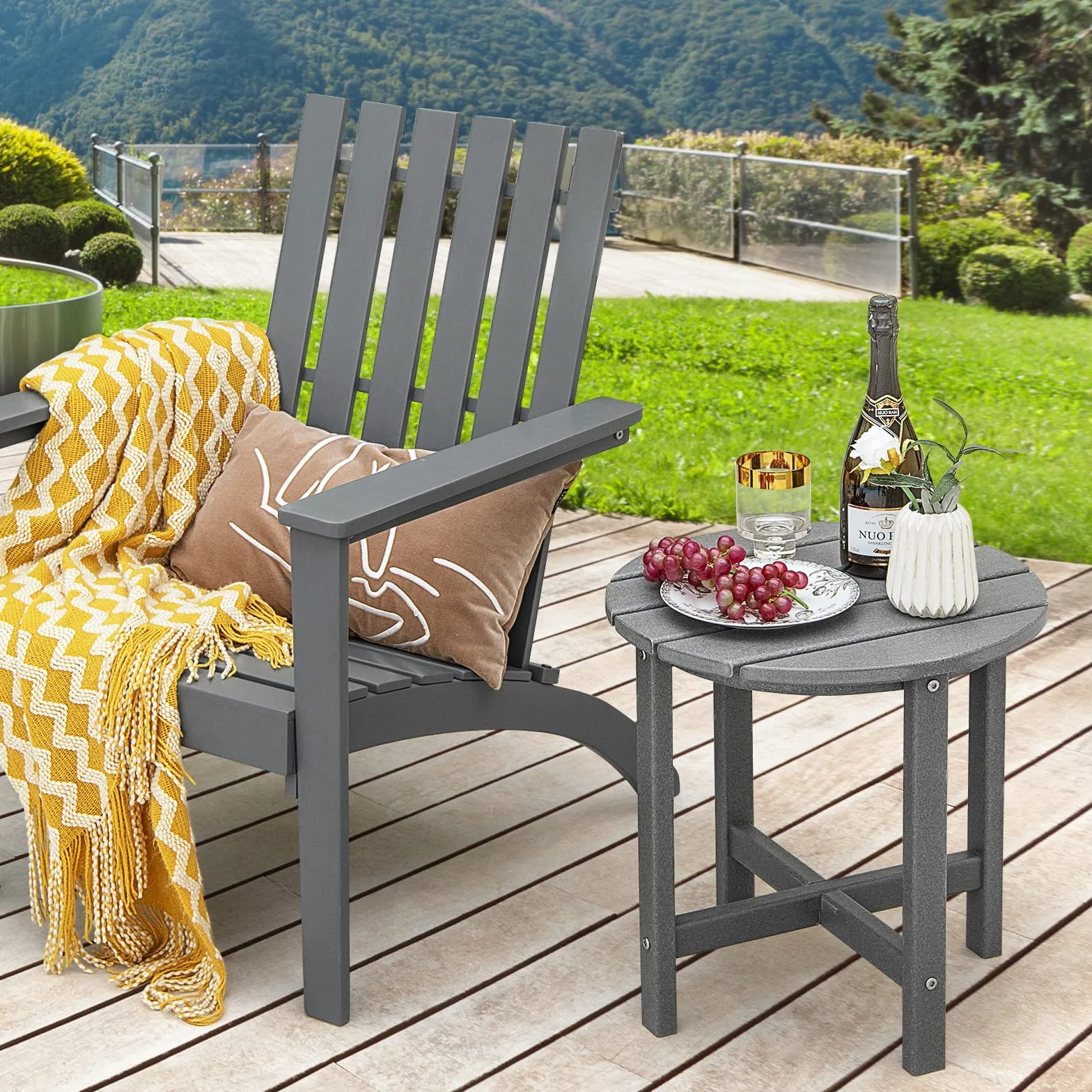 COSTWAY Stolik pomocniczy, mały stół ogrodowy z odpornego na promieniowanie UV tworzywa sztucznego, stół balkonowy, 46 x 46 x 46 cm