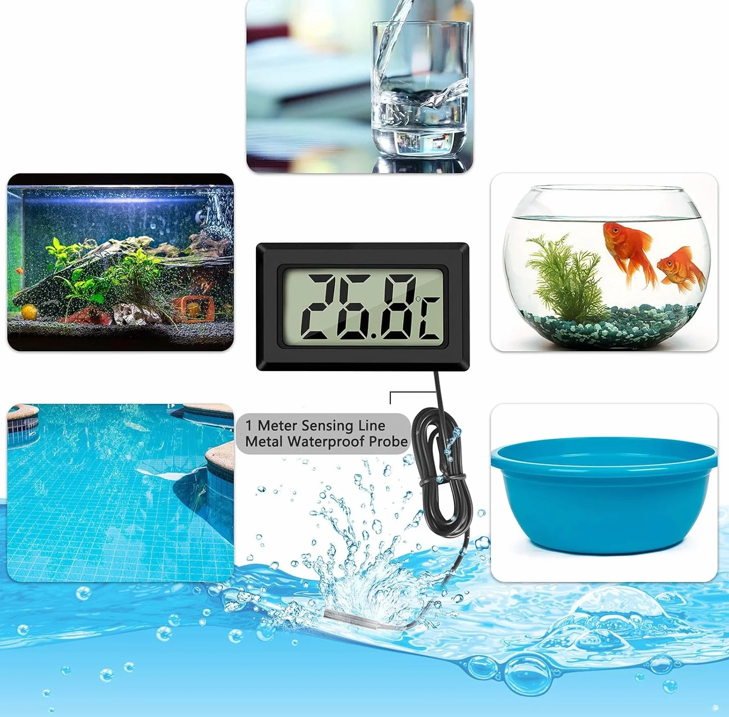 Cyfrowy termometr LED mini wyświetlacz czujnik temperatury LCD do domu biura szklarni akwarium