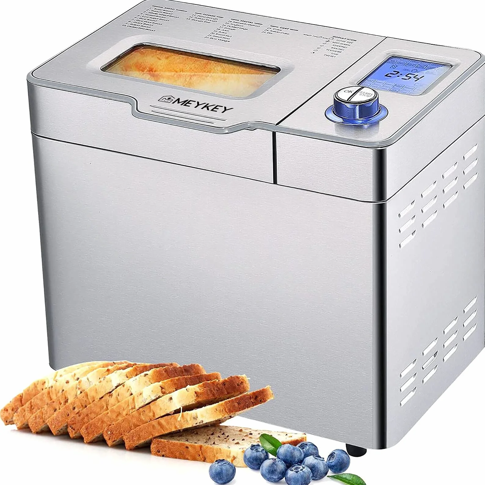 COOCHEER Backmeister automat do pieczenia chleba, 550 W, stal nierdzewna, 25 programów pieczenia, 3 formy do pieczenia i 3 stopnie przyrumienienia, kolor srebrny