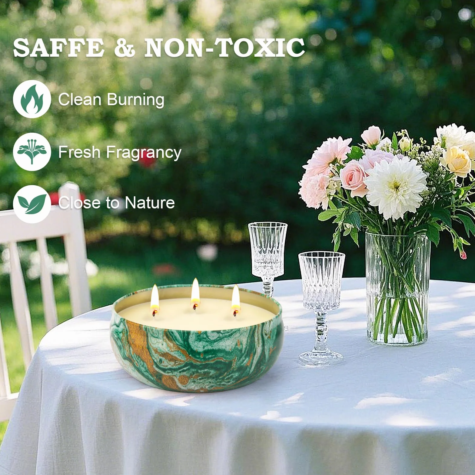 Citronella świece outdoorowe duże – 3 x 14 oz 3-knot świeca kempingowa pali się do 270 godzin, naturalny wosk sojowy, świeczka Lemograss do użytku na zewnątrz, do ogrodu, na balkon, taras, lato