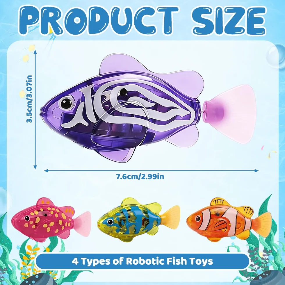 4 sztuki ryb robotów, Poisson Bain Qui Nage, wielokrotnego użytku Robo Fish, Poisson Robot z świecącą, zabawką dla kota, wanny, akwarium (B)
