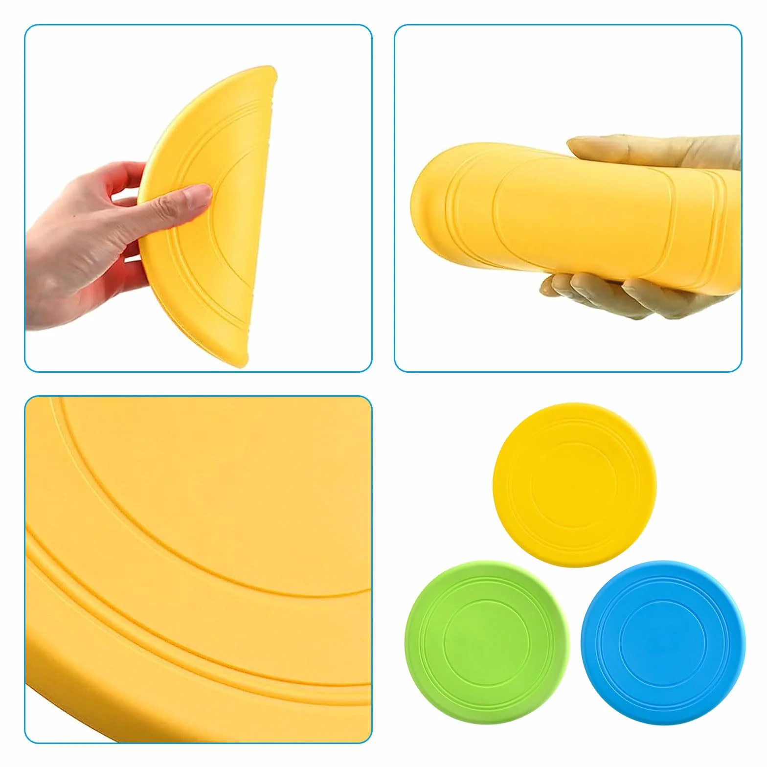 TSHAOUN frisbee dla psa latający talerz miękka guma 18 cm żółto-zielono-niebieski