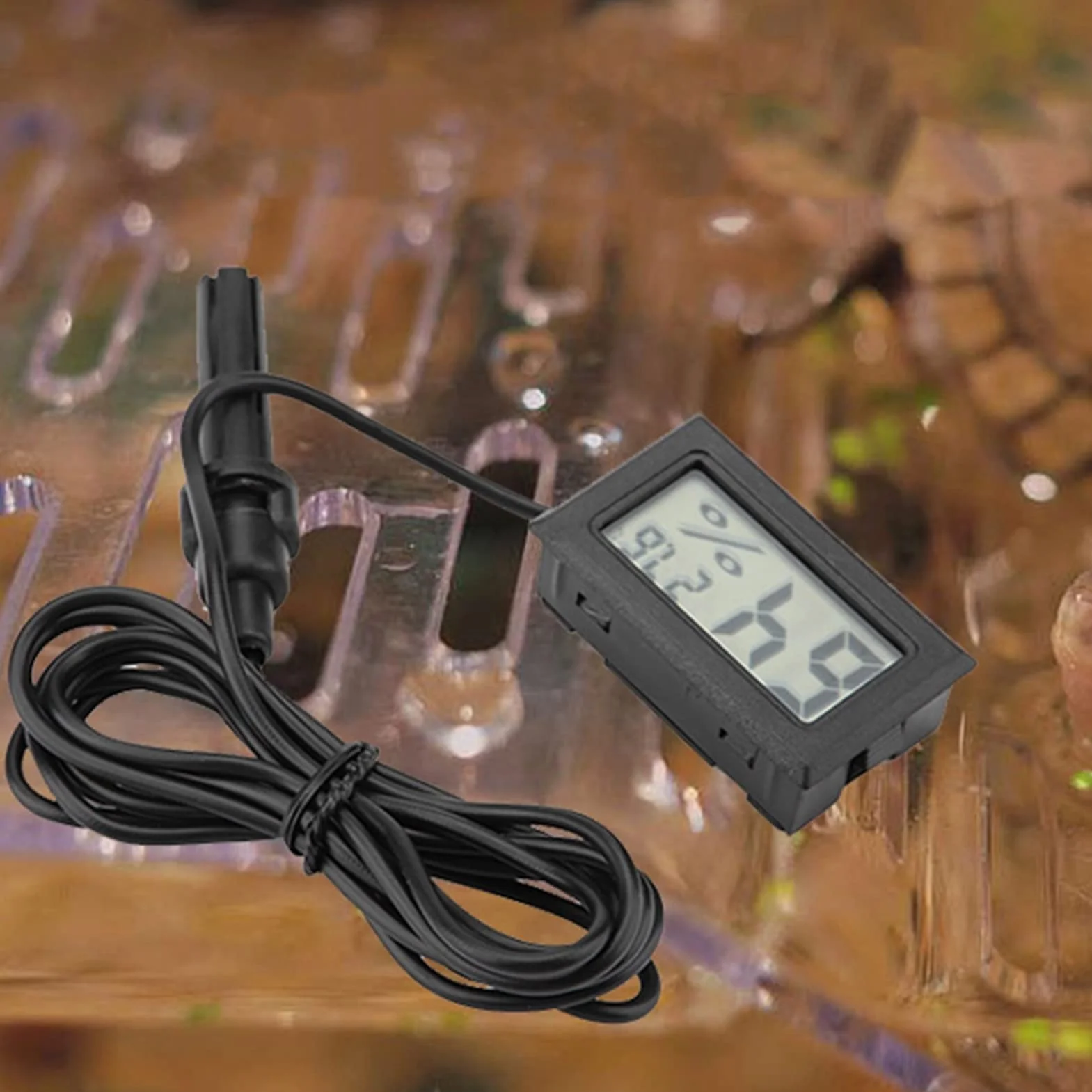 Mini higrometr LCD z zewnętrzną sondą do inkubatorów, terrarium, akwarium