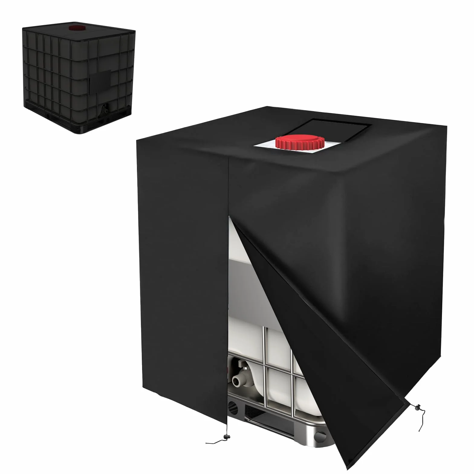 Pokrywa na zbiornik IBC 1000L – Wodoodporna osłona UV do zbiornika wodnego i kontenera IBC 420D – Plandeka z zamkiem błyskawicznym 120x100x116 cm