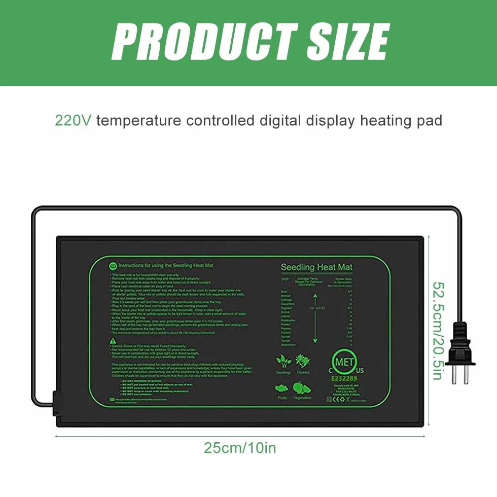 Mineup mata grzewcza do roślin z termostatem, 50w wodoodporna mata grzewcza do sadzonek, 10 * 20.75 cali mata grzewcza do szklarni Szybkie nagrzewanie, do uprawy w szklarni lub growboxie -20°C(68°F)~