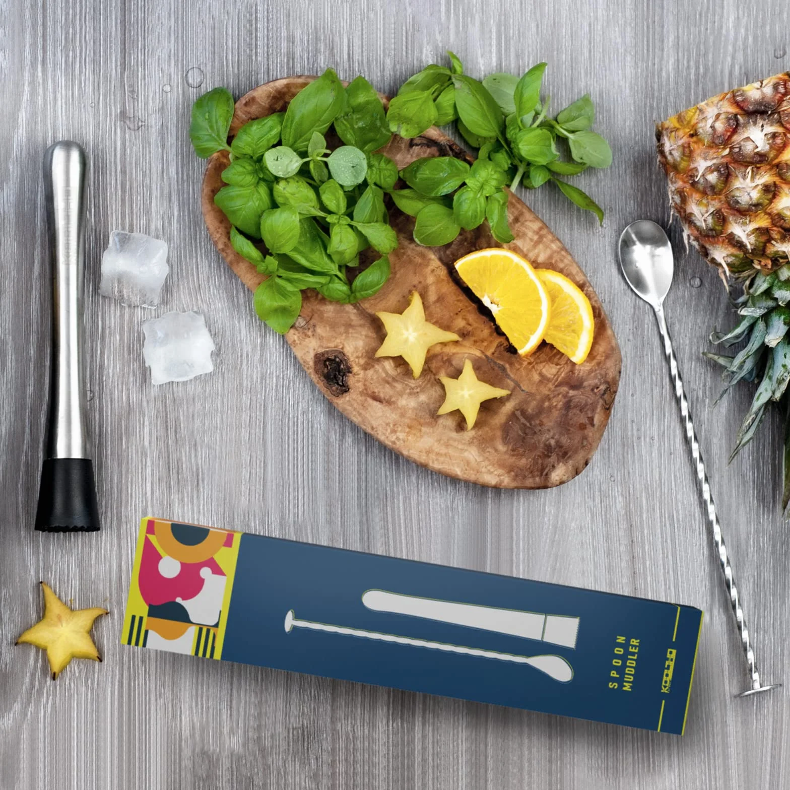 Zestaw łyżek barowych i koktajli, tłuczek ze stali nierdzewnej, z metalową łyżeczką, ubijak do Mojito i Caipirinha, podstawowy zestaw do przygotowywania napojów, barowy muddler & Spoon