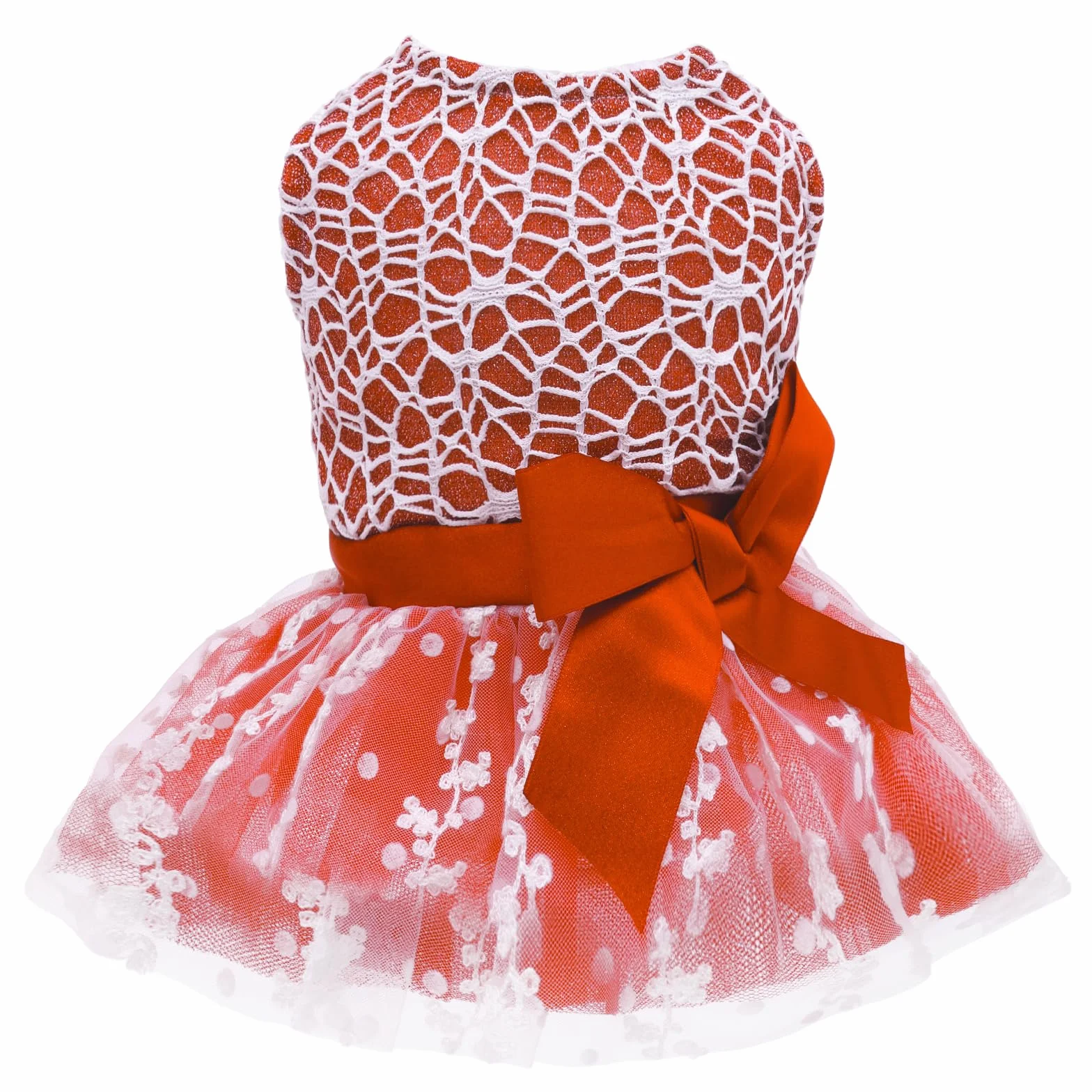 CuteBone Czerwona sukienka tutu dla psa haftowana lśniąca z kokardką strój na ślub urodziny przyjęcie