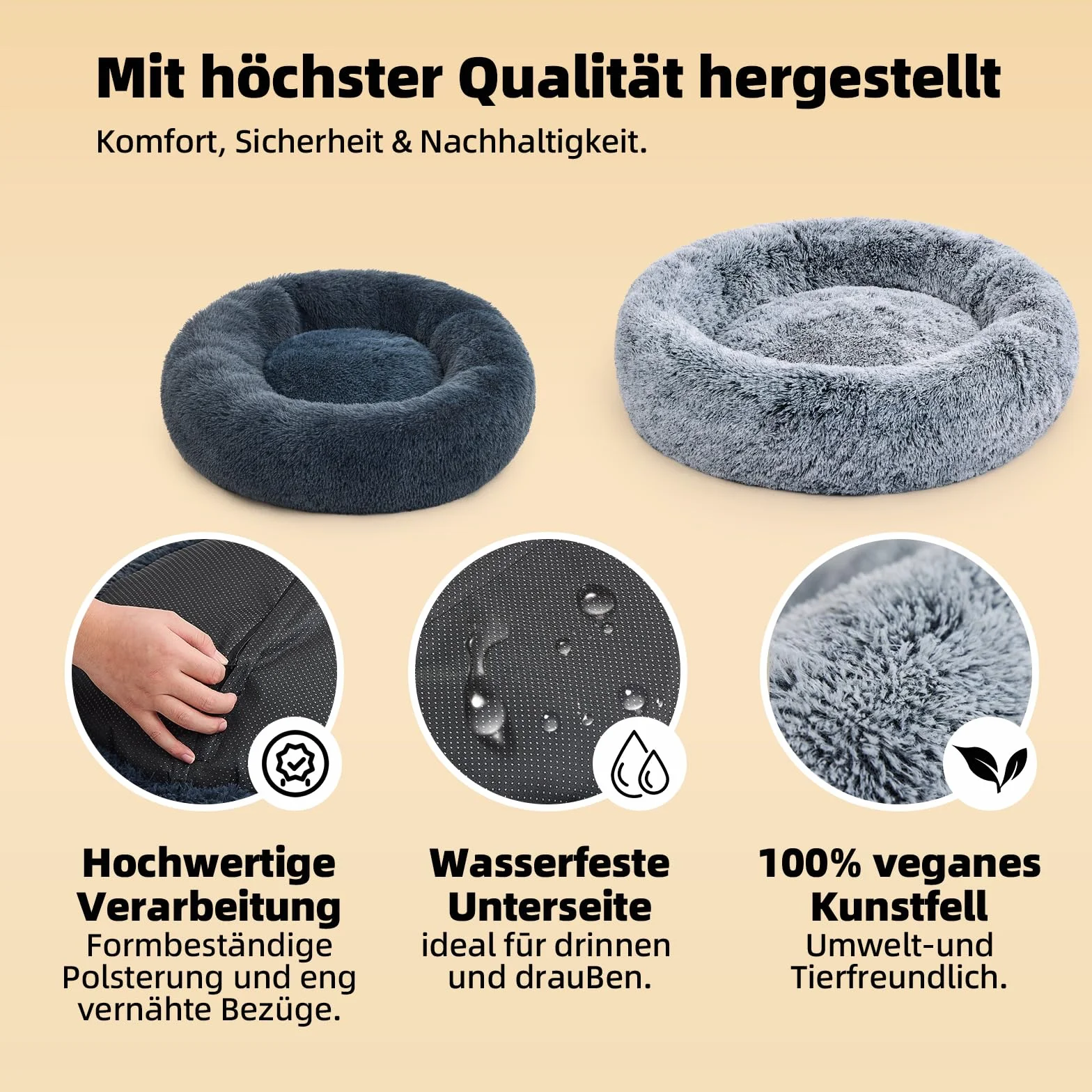 Ortopedyczne legowisko dla psa i kota 70 cm puszyste donut ciemnoszare