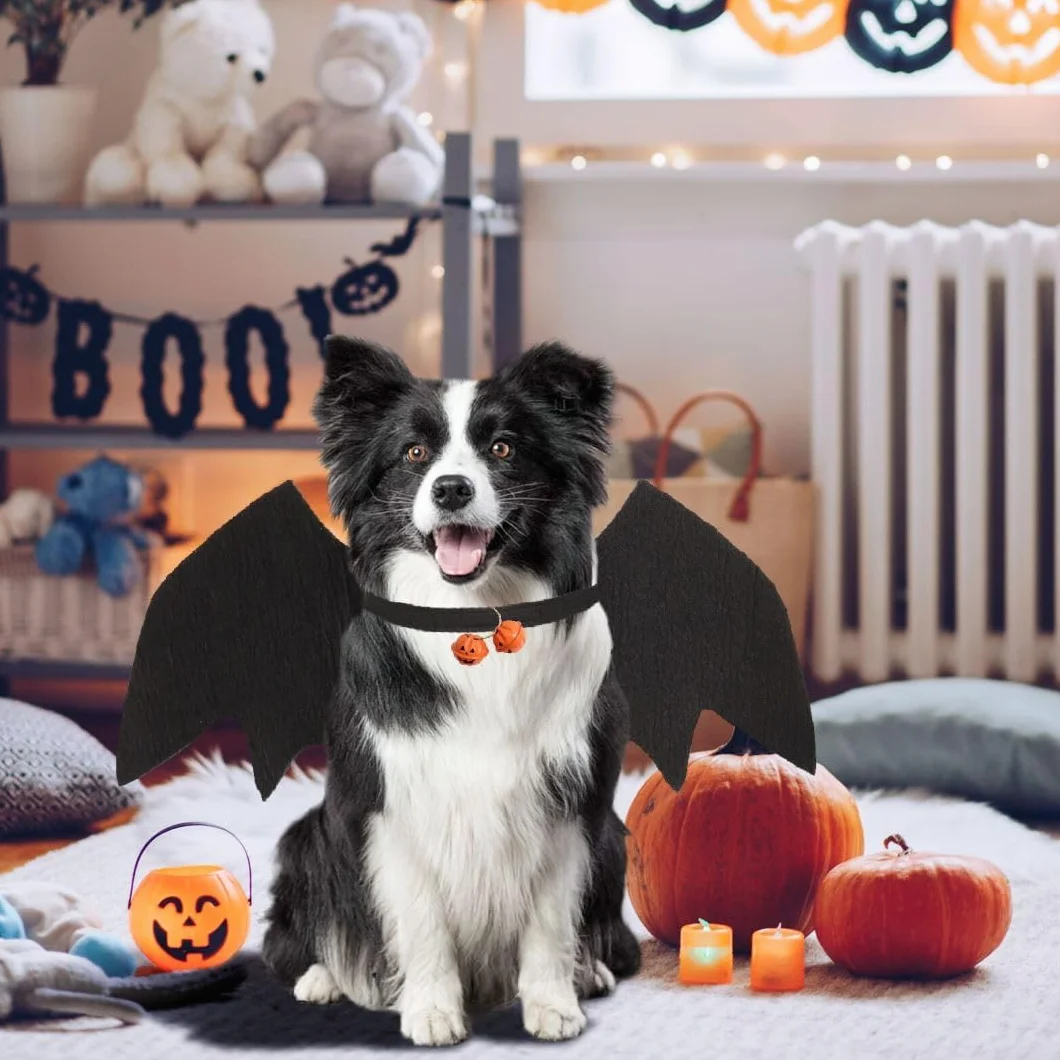 Kostium Nietoperza dla Psa z Regulowanymi Skrzydłami i Dzwonkiem Dyniowym na Halloween
