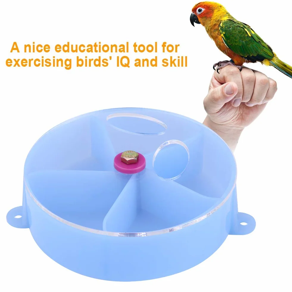 AMONIDA Bird Pet Foraging Feeder 5 gniazdek dla ptaków pióro klatkowe dla ptaków pióro dla ptaków Feeder, ptaki Feed Toy, dla silnych kokatielsów (niebieski)