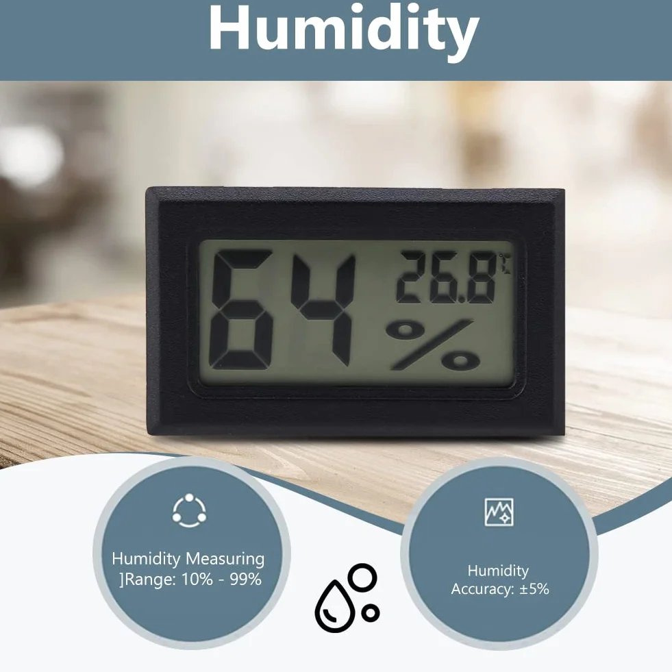 Mini termometr higrometr wbudowany cyfrowy miernik temperatury i wilgotności LCD z zewnętrzną sondą do inkubatora nasiadka akwarium dla gadów (-50°C ~ 70°C)