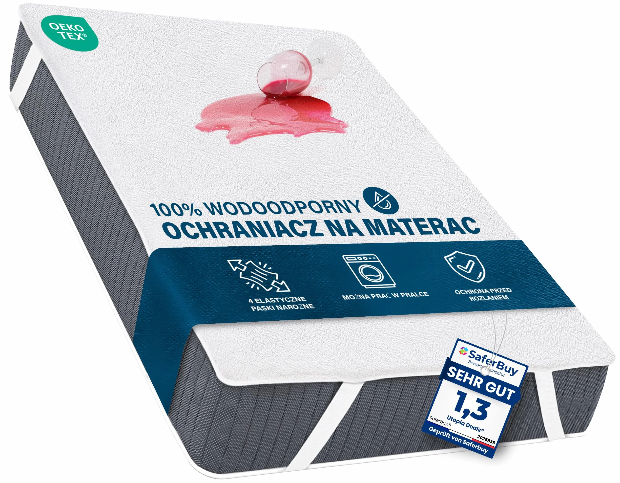 Utopia Bedding Ochraniacz na materac 140 x 200 cm Wodoodporny, z elastycznymi paskami narożnymi, oddychający materac nawierzchniowy z certyfikatem Oeko-TEX, ochrona materaca