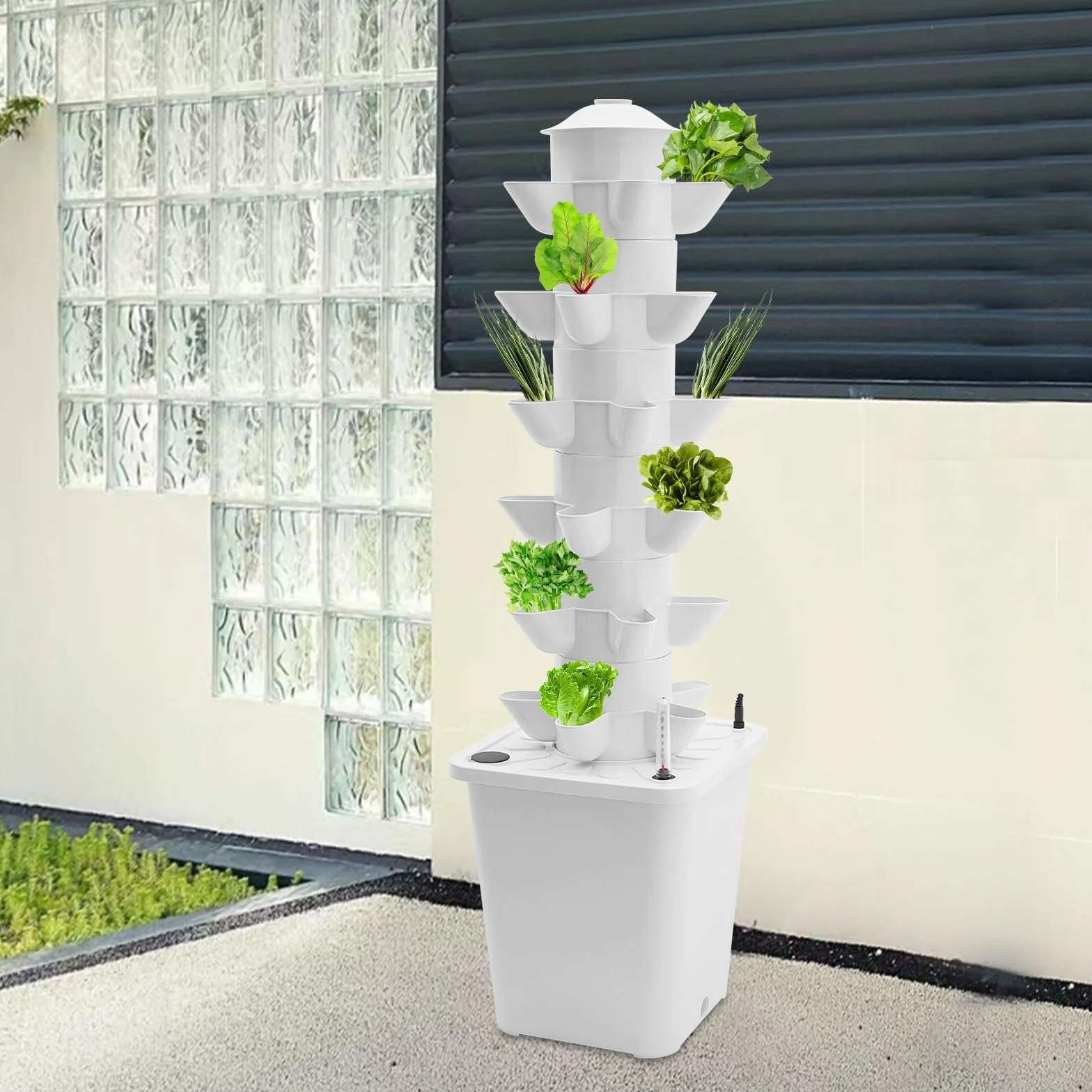 Hydroponics pionowy zestaw do uprawy roślin, zestaw do uprawy roślin pionowych z sześcioma warstwami i 30 otworami do uprawy warzyw liściastych w ogrodzie, na balkonie lub tarasie na dachu