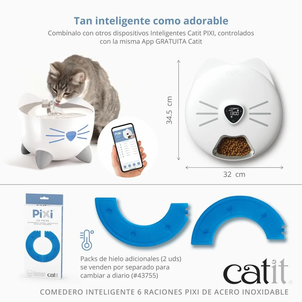 Inteligentny karmnik 6 porcji z tacą ze stali nierdzewnej dla kotów Catit PIXI