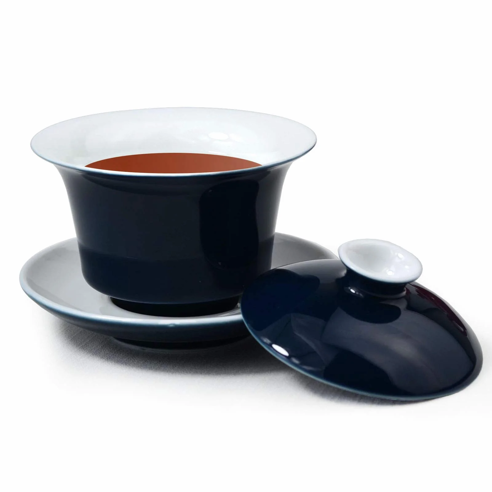Liang baobao Porcelana Gaiwan 150 ml filiżanka do herbaty biała glazurowana filiżanka do herbaty Tureen chiński Sancai pokrywa miska pokrywka spodek zestaw (niebieski)