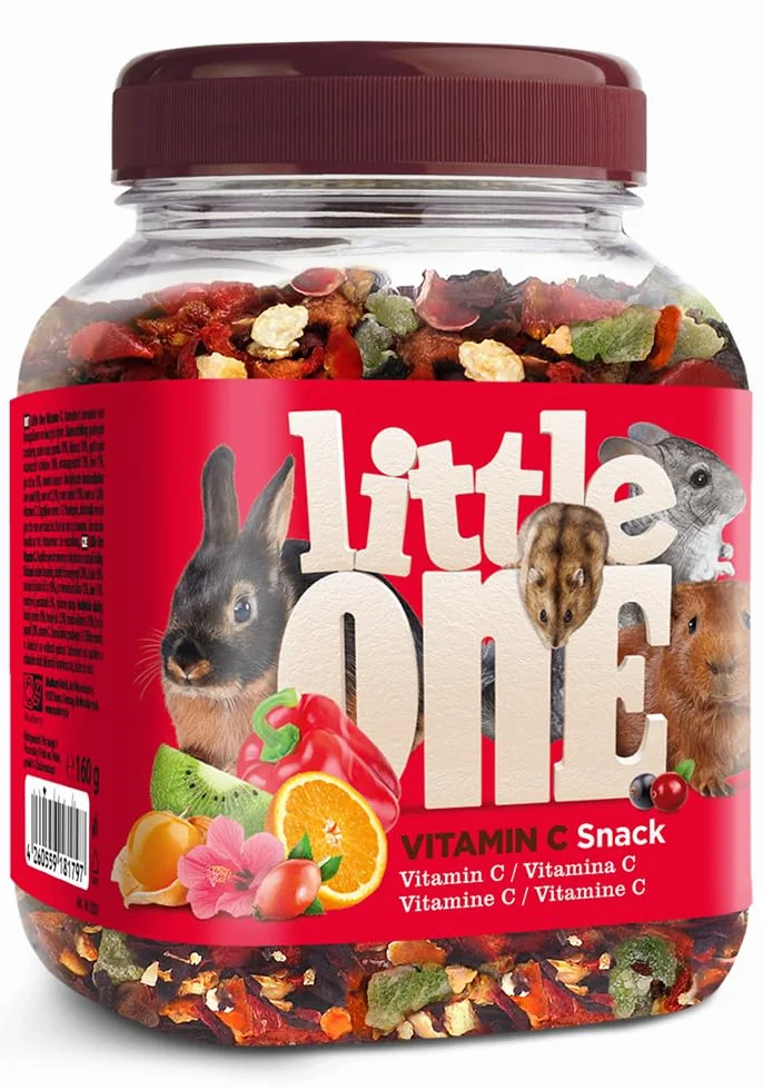 Little One Vitamin C Snack | 160 g | Pokarm uzupełniający dla gryzoni i królików karłowatych | Składa się z mieszanki jagód, owoców i warzyw | Zawiera witaminę C
