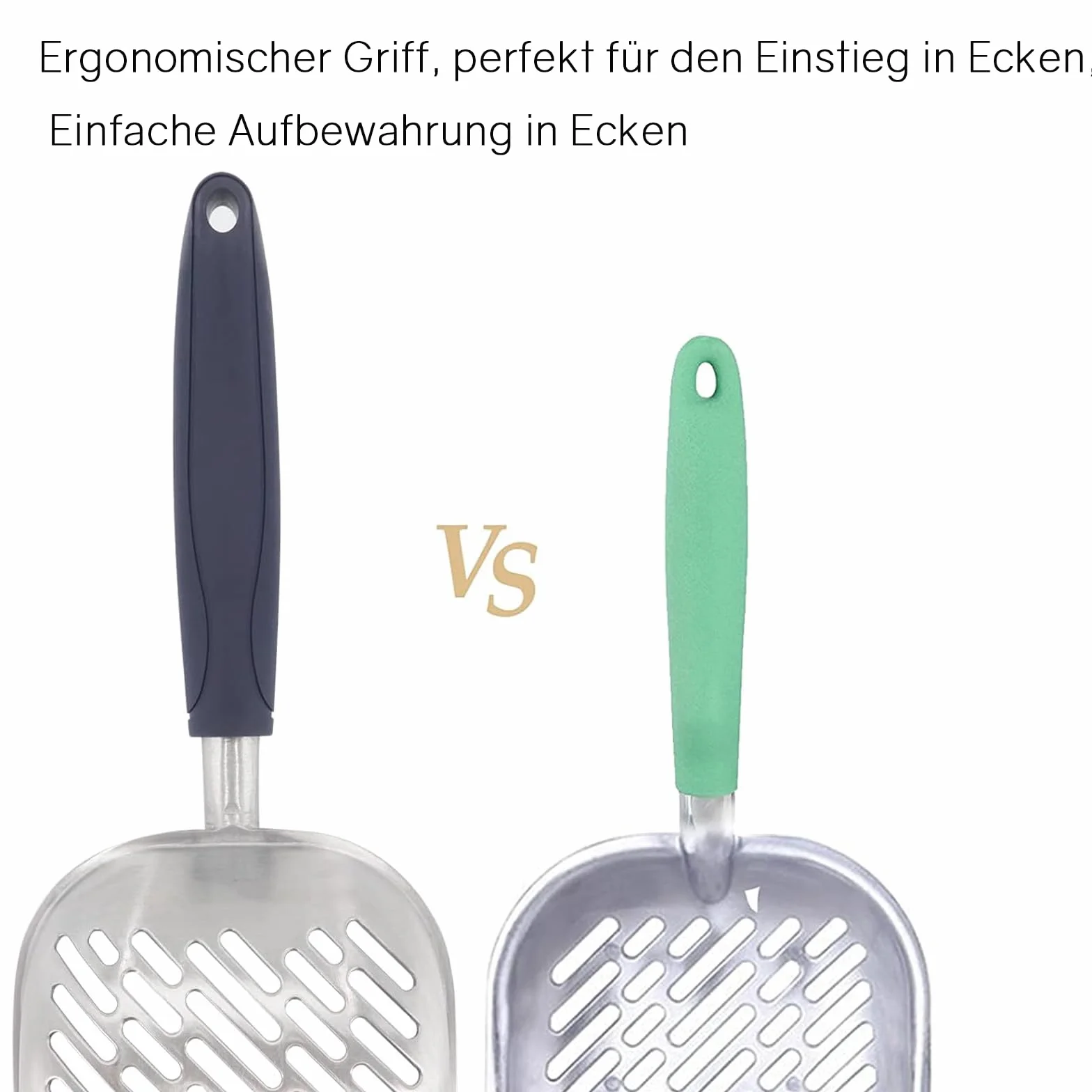 Metalowa szufla do żwirku dla kotów, ergonomiczna rączka