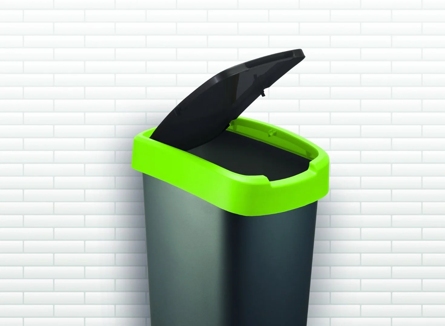 CURVER Abfalleimer "FLIP BIN" 10L Kosz na śmieci, srebrny/zielony, 18,9 x 23,5 x 35