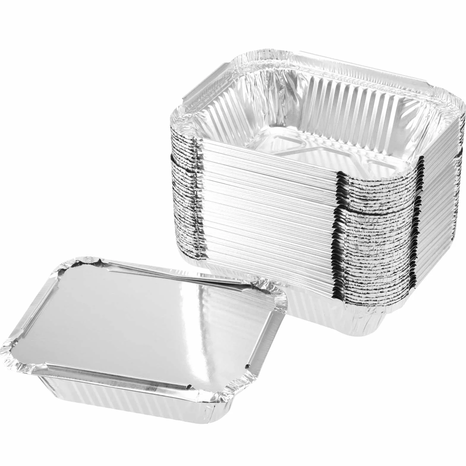 100 sztuk 13 x 10 x 4,2 cm aluminiowe miski ociekowe, kwadratowe, aluminiowe miski 260 ml, miski aluminiowe z pokrywką, miski aluminiowe do grilla, ciasta, owoców i warzyw